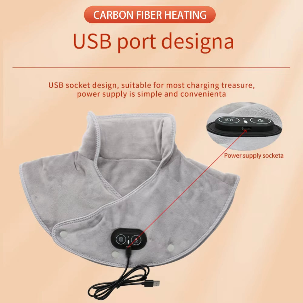 Electric Heating Shoulder Neck Pads Massager USB Three Gear Cervical Brace Wrap Thermal Compress Warm Relaxation Back Brace Tool